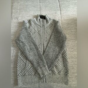 Men’s Gray Knit Full-Zip Sweater Jacket | Fleece Lined | Warm Winter Layer